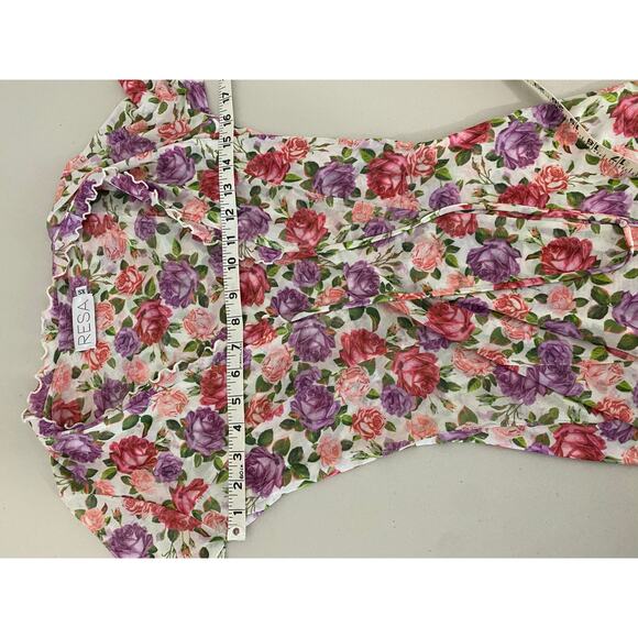 RESA Sloane Mesh Long-sleeved Short Mini Dress in Rose Vintage Floral Print XS - Picture 5 of 9
